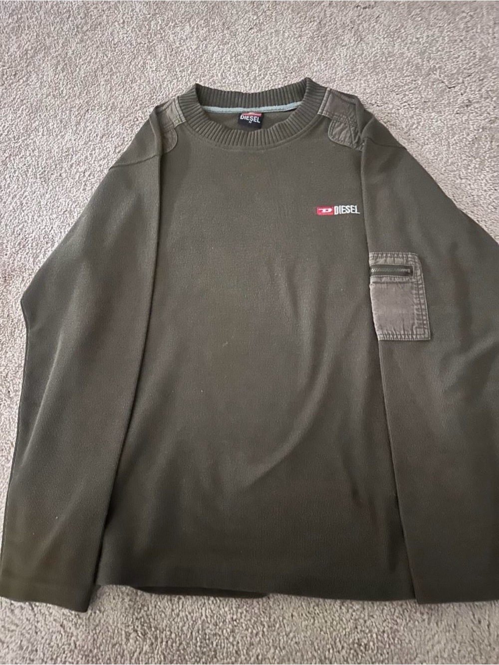 Vintage Diesel Olive Green Long Sleeve Crewneck Sweatshirt